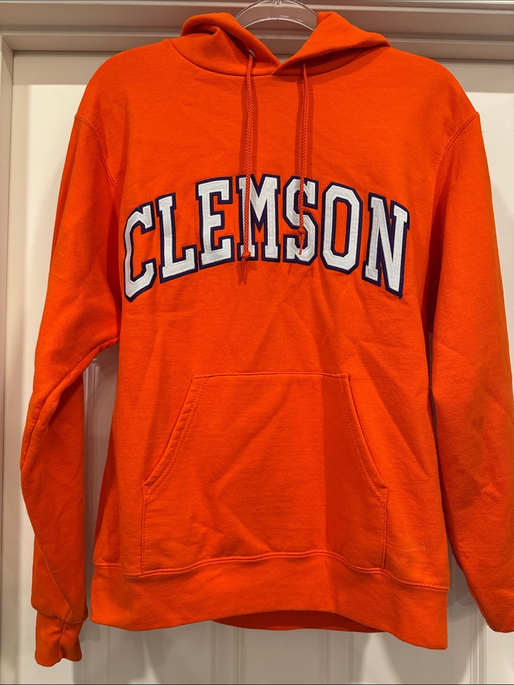 Champion Orange CLEMSON Crewneck Hoodie - Men - Medium